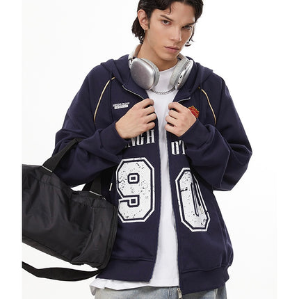 American retro letters bm hooded sweater