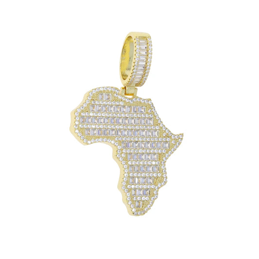Zirconia Paved Africa Map Pendant------3321 - TALKLESSFASHION