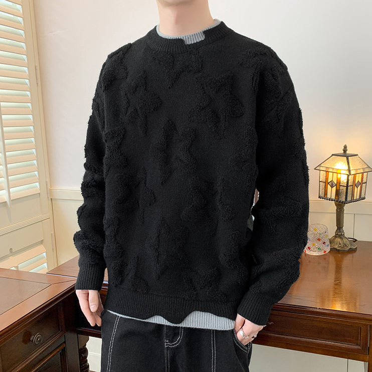 Faux Double Round Neck Sweater—-7379 - TALKLESSFASHION