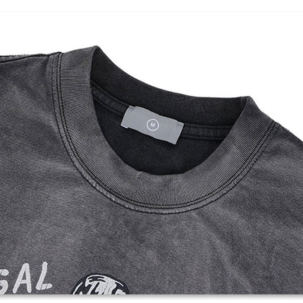 Dyed Retro Printed T-Shirt —- 7090