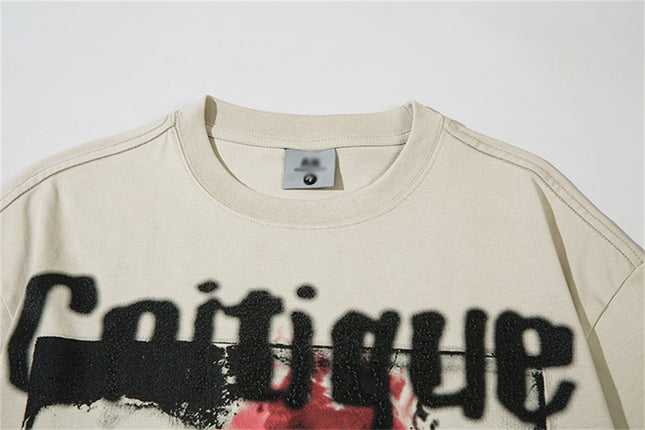Distressed Abstract Pattern Printed T-shirt—4001 - TALKLESSFASHION