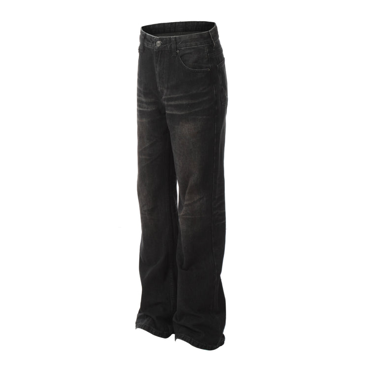 Retro Washed Black Craft Straight Jeans—5339 - TALKLESSFASHION