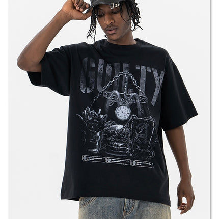 Retro vintage street Printing T-Shirt —- 7091