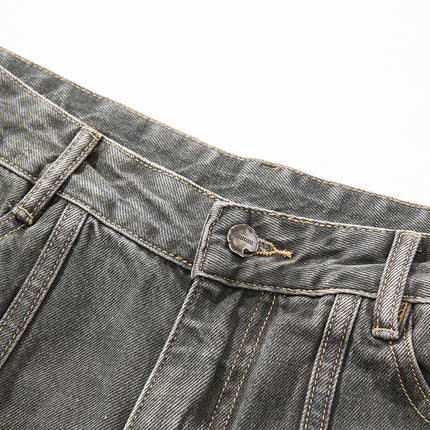 Distressed Wide Avant-Garde Jean 
—-7056