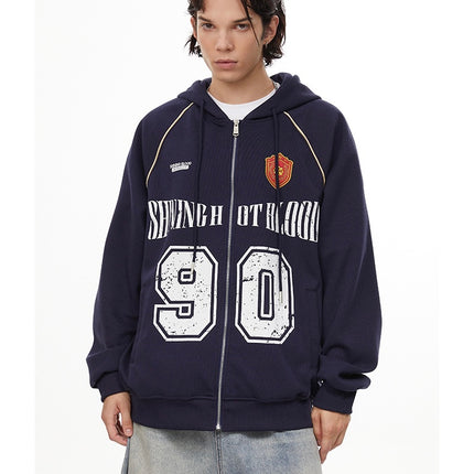 American retro letters bm hooded sweater