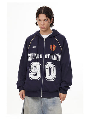 American retro letters bm hooded sweater
