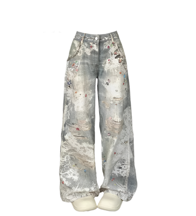 Decorative Diamonds Unisex Jeans - TALKLESSFASHION