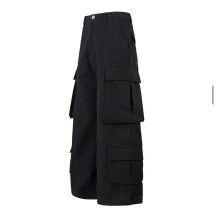 Retro Spring Black Cargo Pants—3855 - TALKLESSFASHION
