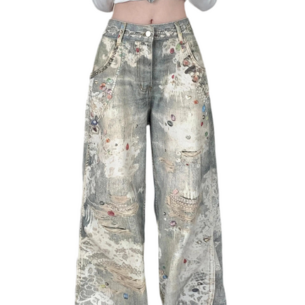 Decorative Diamonds Unisex Jeans - TALKLESSFASHION