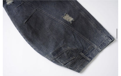 Retro Washed Ripped & Stitch Jeans—3376 - TALKLESSFASHION