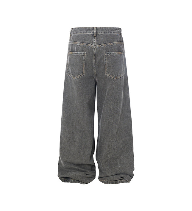 Distressed Wide Avant-Garde Jean 
—-7056