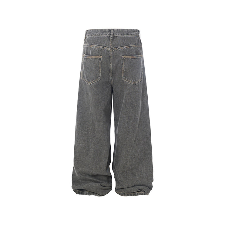 Distressed Wide Avant-Garde Jean 
—-7056