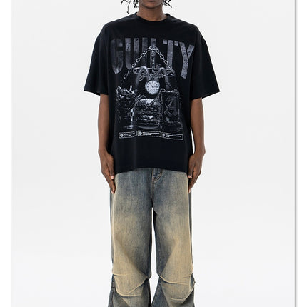 Retro vintage street Printing T-Shirt —- 7091