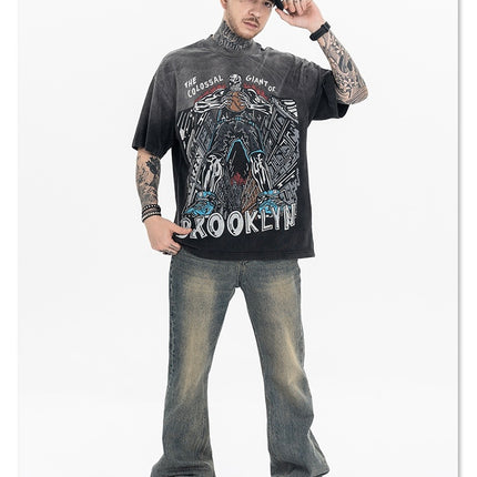 Dyed Retro Printed T-Shirt —- 7090