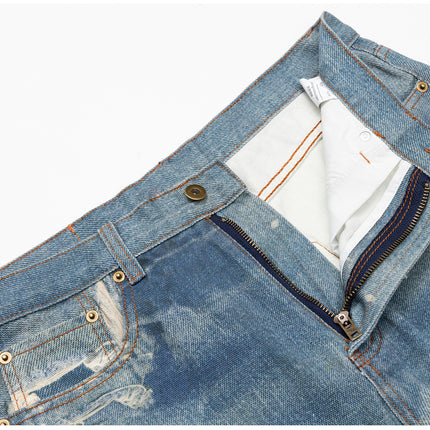Vintage Washed Distressed Straight Jeans—9070 - TALKLESSFASHION
