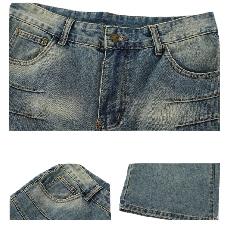 Faded blue Straight Jeans—9356 - TALKLESSFASHION