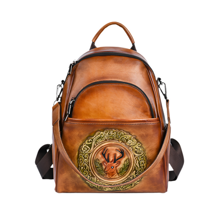 Deer Crest Leather Backpack—0983 - TALKLESSFASHION