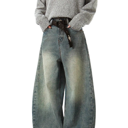 Blue dirty knees Baggy Jeans ——5329 - TALKLESSFASHION