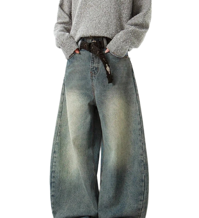 Blue dirty knees Baggy Jeans ——5329 - TALKLESSFASHION