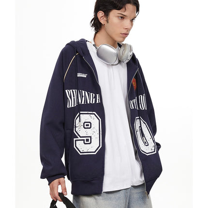 American retro letters bm hooded sweater