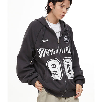 American retro letters bm hooded sweater