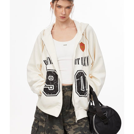 American retro letters bm hooded sweater