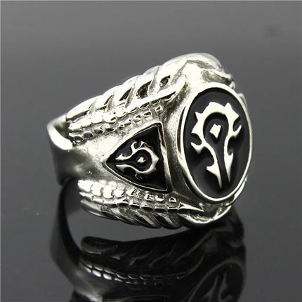 Mens Boys 316L Stainless Steel Cool Punk Gothic World of Warcraft WOW Alliance Ring Game - TALKLESSFASHION