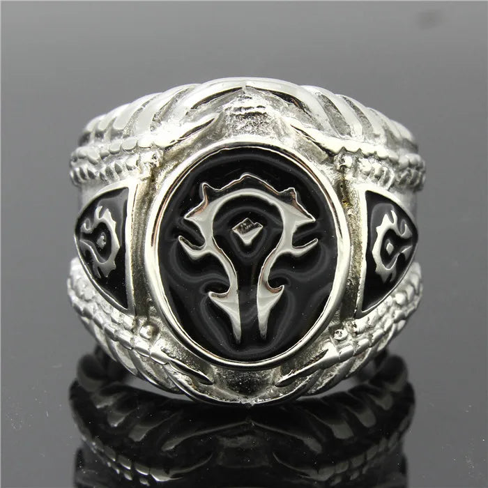 Mens Boys 316L Stainless Steel Cool Punk Gothic World of Warcraft WOW Alliance Ring Game - TALKLESSFASHION