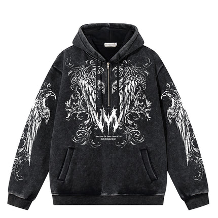 Graphic  Washed Hooded Pullover