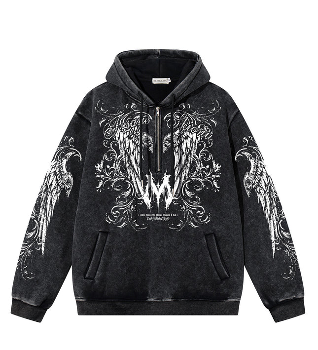 Graphic  Washed Hooded Pullover
