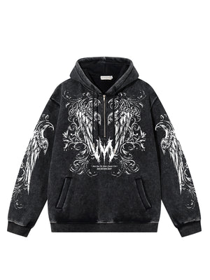 Graphic  Washed Hooded Pullover