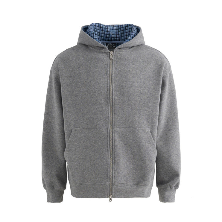 loose two-way zipper letter hooded sweatshirt