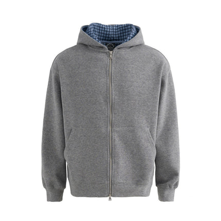 loose two-way zipper letter hooded sweatshirt