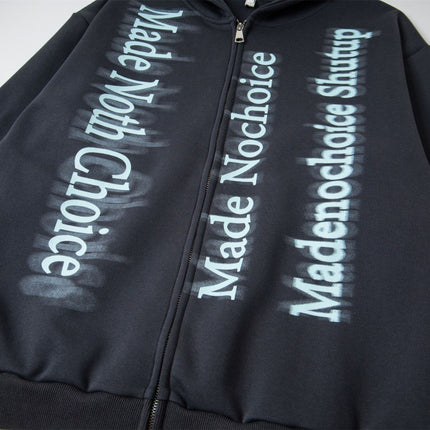 high street trendy zip Letter print hoodie