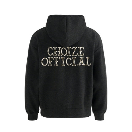 loose two-way zipper letter hooded sweatshirt