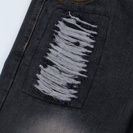 Patch Denim Straight Short Pants Male - TALKLESSFASHION