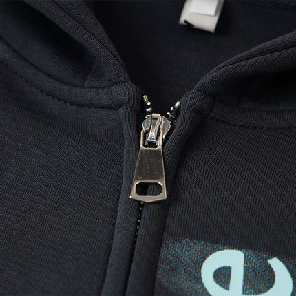 high street trendy zip Letter print hoodie