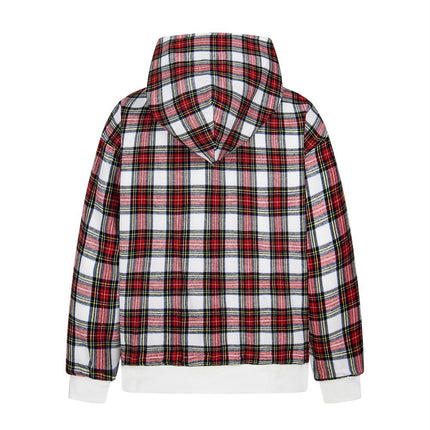 two sided plaid hooded jacket on both sides