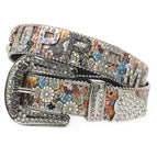 100cm / Printed lettering rhinestone belt