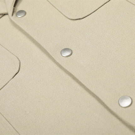 Plain cropped jacket men's solid color loose casual cleanfit high street trendy American suit collar cargo jacket