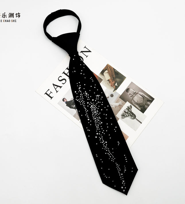 Le Chao ornament original Korean version of the fashion brand full of diamonds, meteors, hot diamonds, free shirts, ties, female romantic personality, college style men