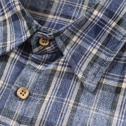 distressed plaid long-sleeved shirt  washed raw lapel shirt