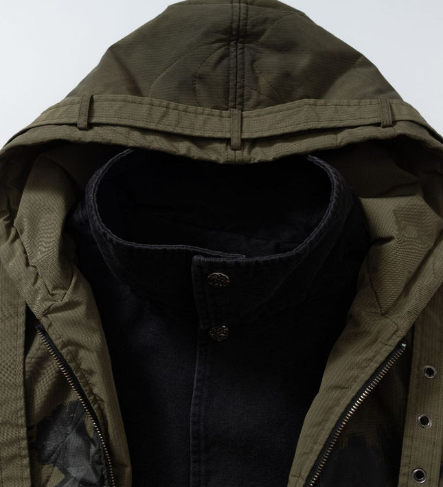 Heavy Industry Spray Print Stitching Fake Two Padded Jacket
