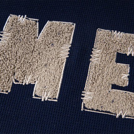embroidered letter contrast color lapel long-sleeved top casual