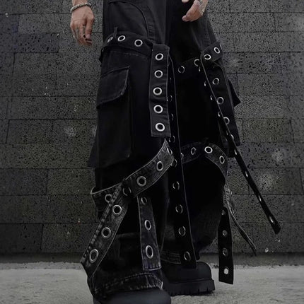 Dark retro washed shoulder pads ripped denim jacket