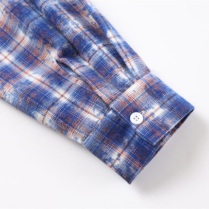 American vintage distressed plaid long sleeve