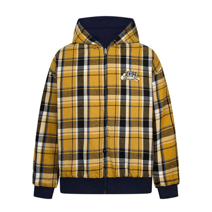 two sided plaid hooded jacket on both sides