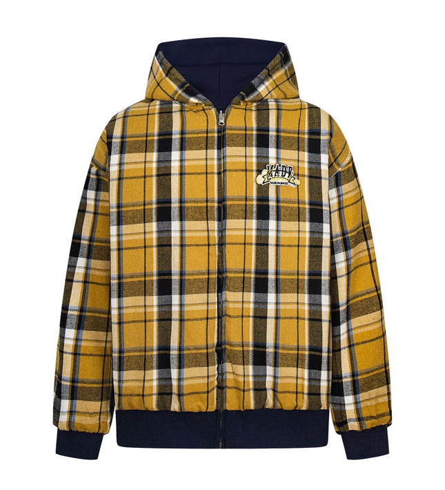 two sided plaid hooded jacket on both sides