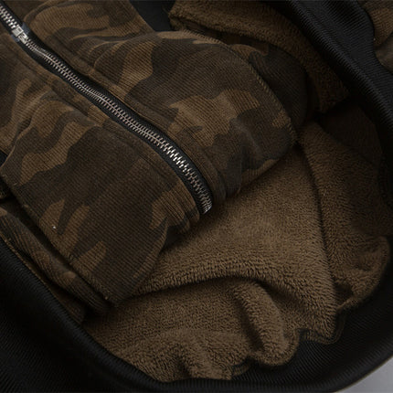 Fur collar camouflage, deconstructed splicing, thickened cargo jacket