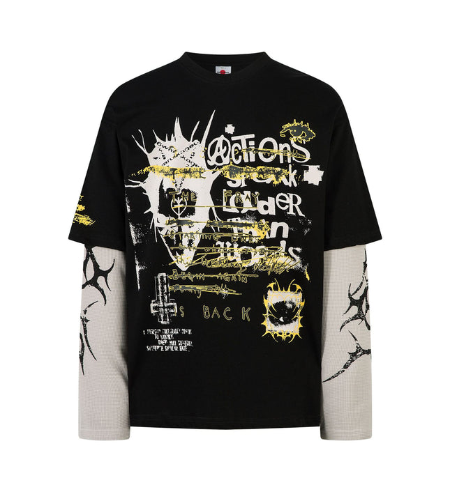 Punk Retro Fake Two Long Sleeve Tee